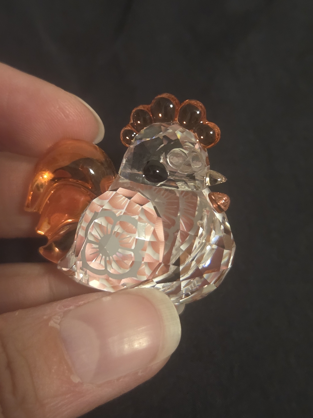Swarovski Crystal Rooster Figurine with Orange Accents Ko Ko Rooster